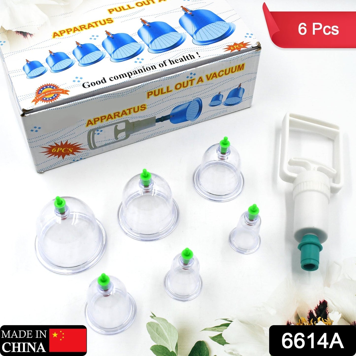 A Vacuum Cupping Set 6 Pcs Kit Pull Out a Vacuum Apparatus Therapy Relax Massagers Curve Suction Pumps