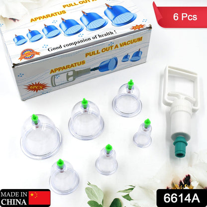 A Vacuum Cupping Set 6 Pcs Kit Pull Out a Vacuum Apparatus Therapy Relax Massagers Curve Suction Pumps