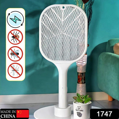 1747 Mosquito Killer Racket | Rechargeable Automatic Electric Fly Swatter | Mosquito Zapper Racket with UV Light Lamp | Mosquito Swatter with USB Charging Base | Electric Insect Killer Racket Machine Bat 