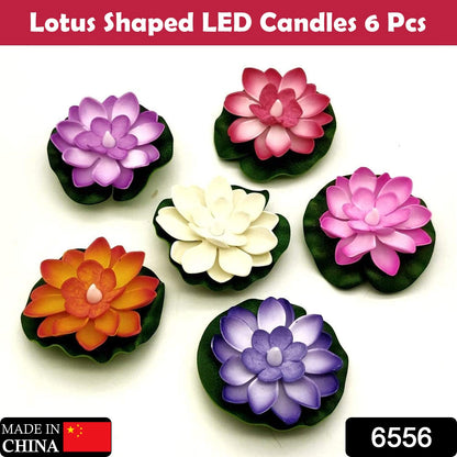 Water Floating Smokeless Candles & Lotus Flowers Sensor Led TeaLight for Outdoor and Indoor Decoration - Pack of 6 Candle Candle (Pack of 6)