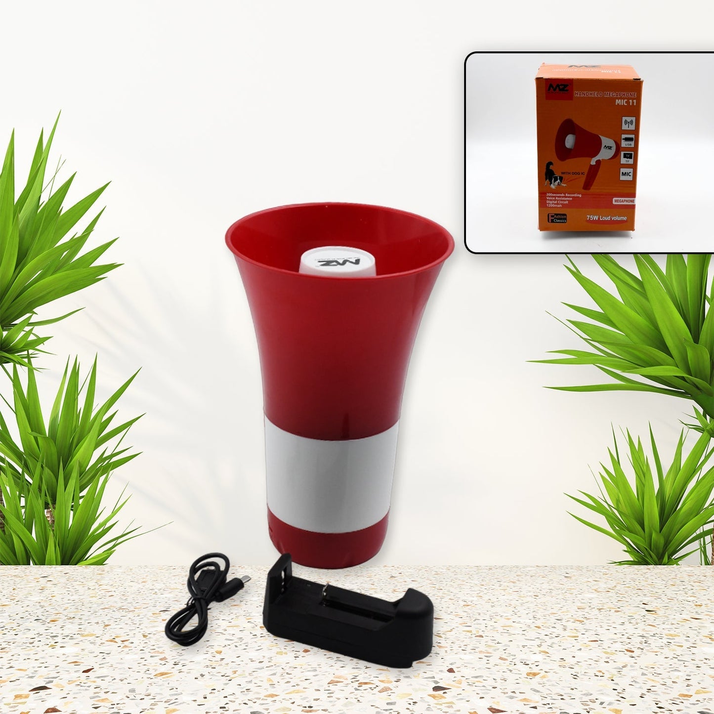 a Megaphone Bluetooth 75 Watts Handheld Dynamic Megaphone Outdoor, Indoor PA System Talk/Record/Play/Music/Siren