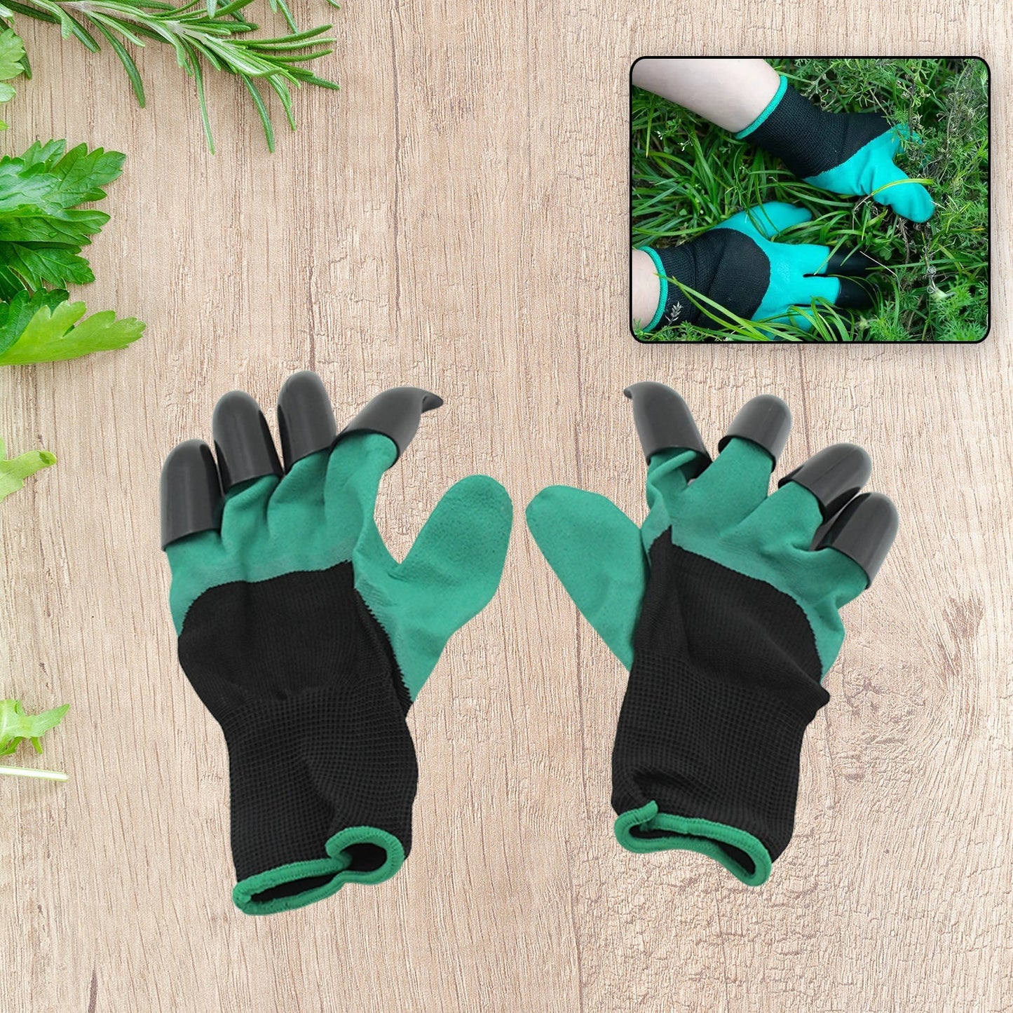 Heavy Duty Garden Farming Gloves- ABC Plastic Washable With Hand Fingertips & ABS Claws For Digging & Planting, Gardening Tool for Home Pots Agriculture Industrial Farming work Men & Women (1 Pair / Mix Color)