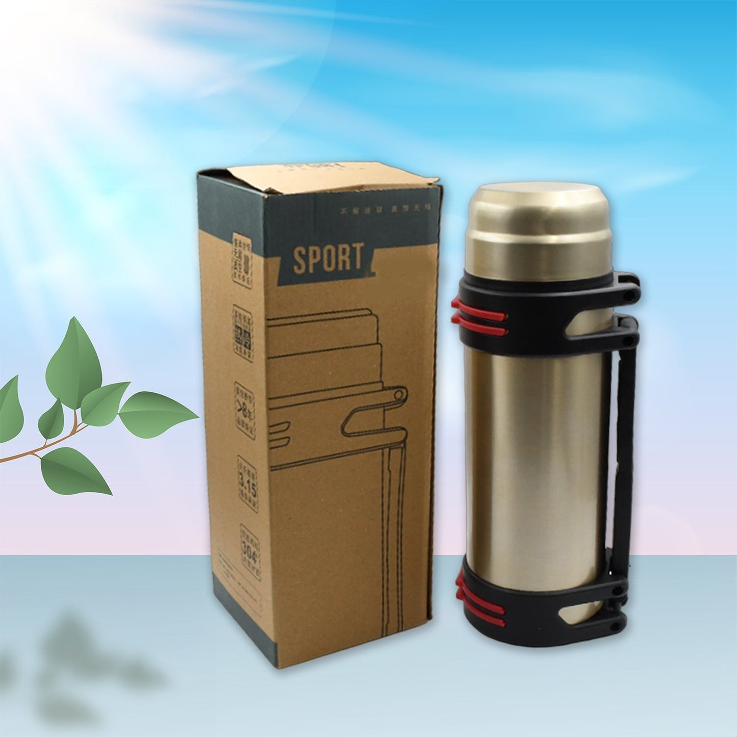 Portable Double Layer Stainless Steel Vacuum Flask Hot Screw-On Bottles for Outdoor for Camping for Sports, Travel (2 Ltr)