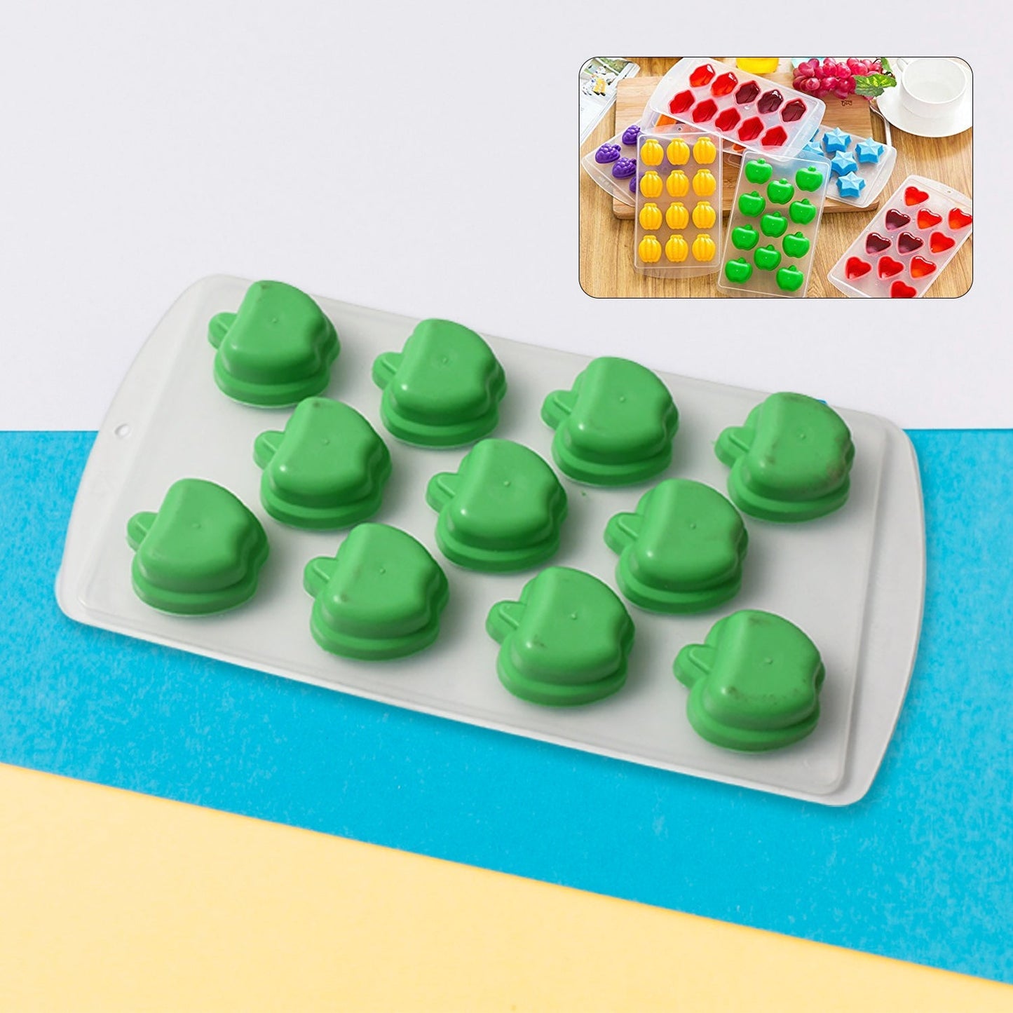 Silicone Mold Ice Cube Tray Creative Sweet Multi Type Ice Tray Buckets, Ice Cube Trays Multi Fruit Shape Ice Tray (1 Pc)