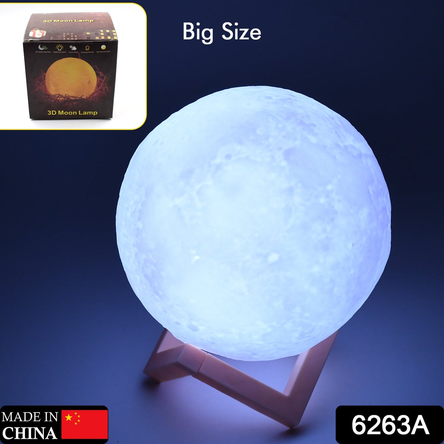 A Moon Lamp3D Printing LED Night Light Moon Light with Stand, Warm & Cool, USB Rechargeable for Kid Lover Birthday Day Gift