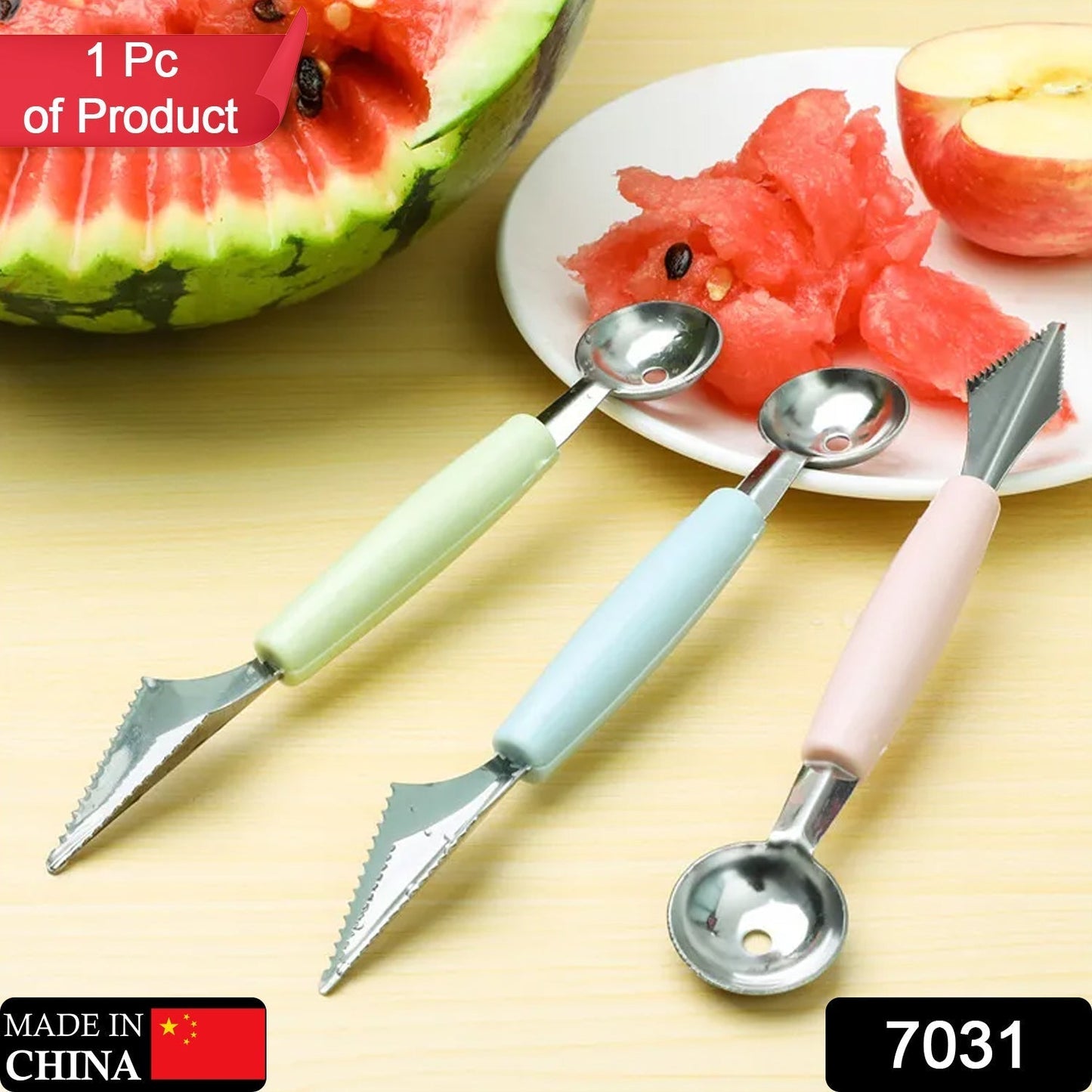 7031 Multifunctional Stainless Steel Fruit, Vegetable Pattern Carving Knife Peeler Corer Spherical Dig Ball Scoop, Garnishing Dig Ball Spoon Kit. 