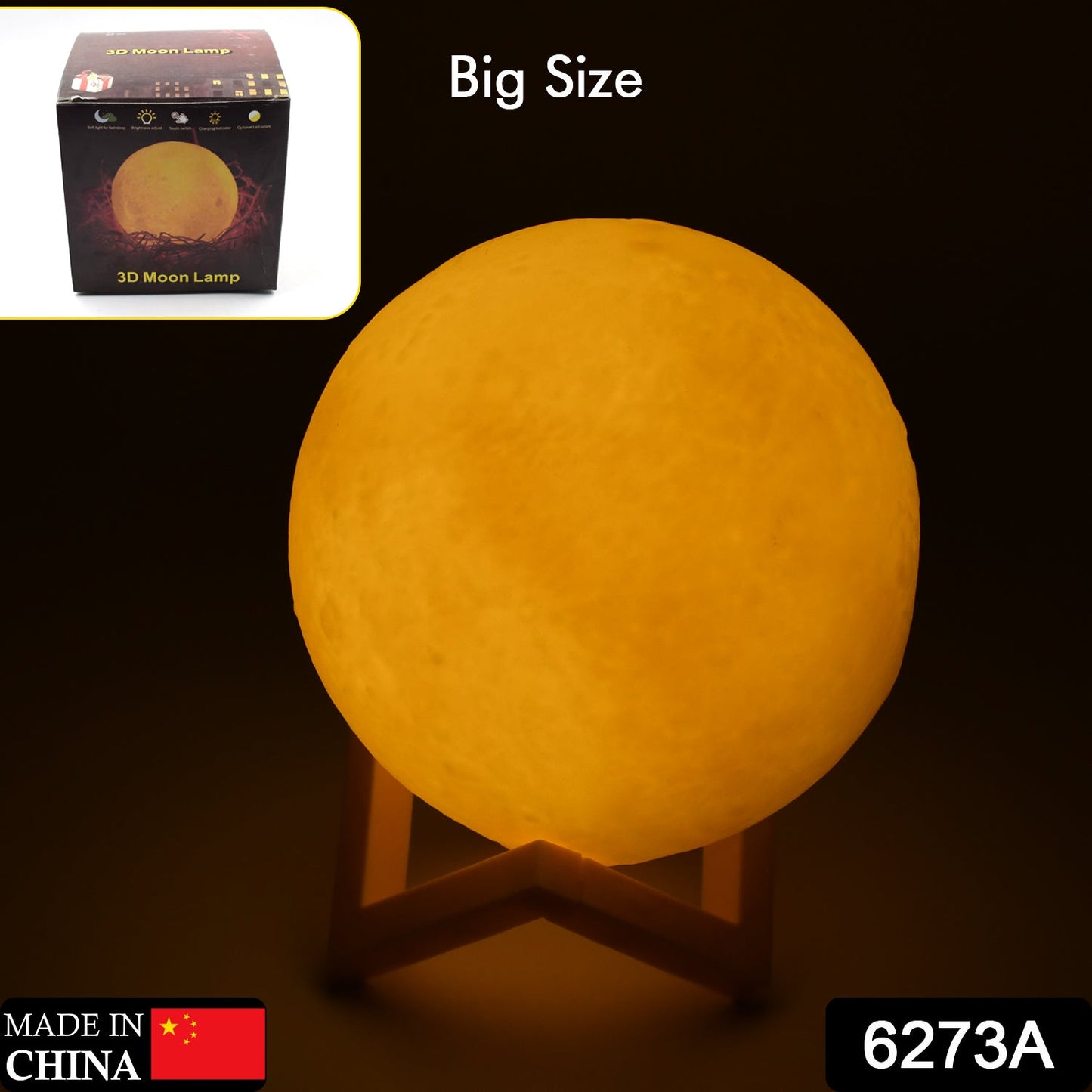 A true home Moon Night LAMP with Wooden Stand Night LAMP for Bedroom