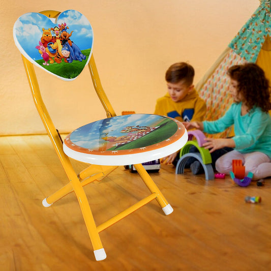 17761 Heart Shape Kids Chair Cartoon Printed Foldable Kids / Children Folding Chair for Playrooms, Schools, Daycares, and Home. Metal and Fibre Body Picnic Beach Camping Chair (1 Pc)