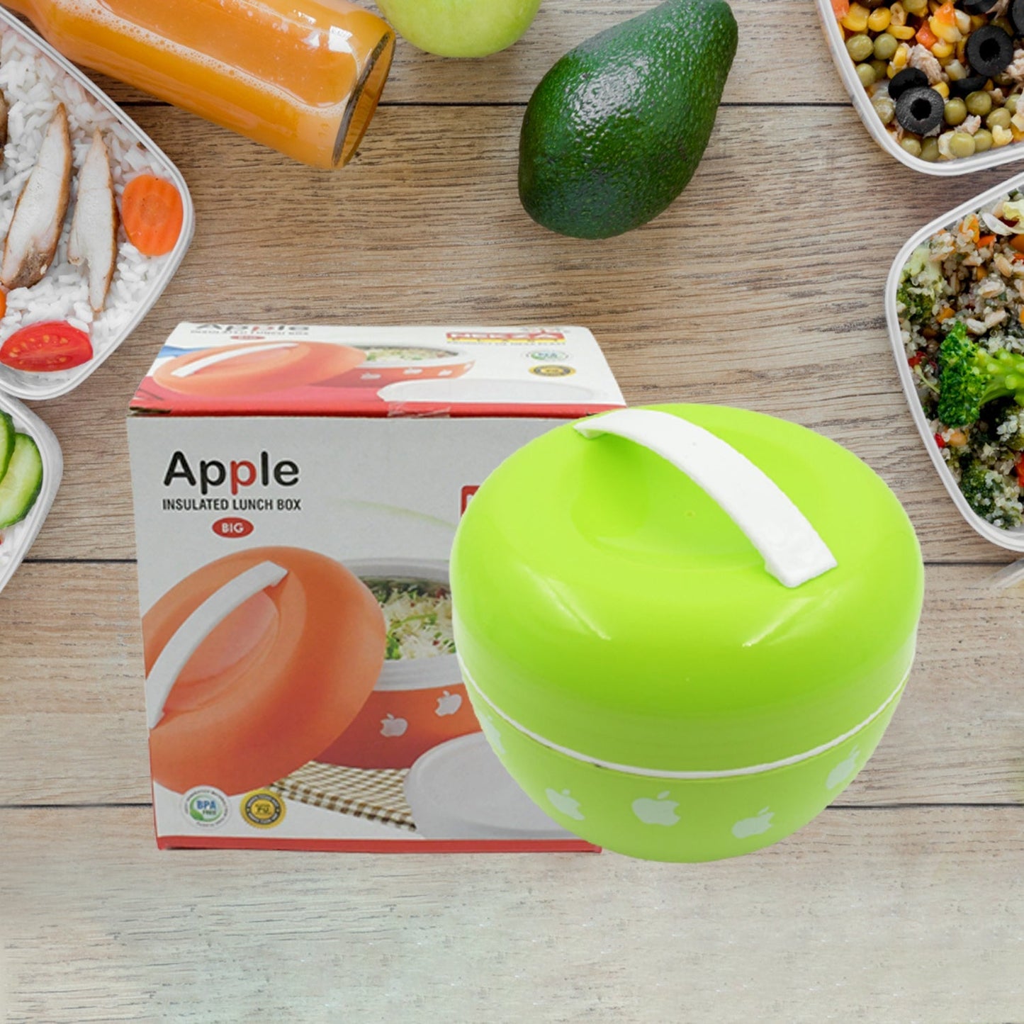 Big Apple Shape Carry Case Lunch Box Apple Fruit Storage Container Apple Keeper for School Kids, Office, Picnic, Apple Insulated Lunch Box/Lunch Ideal for Return Gift/Diwali Gift/Employee Gift