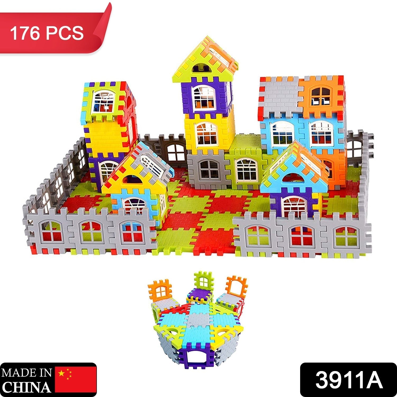 3911A 176PCS HOUSE BLOCKS TOY USED IN ALL KINDS FOR ENJOYING PURPOSES 