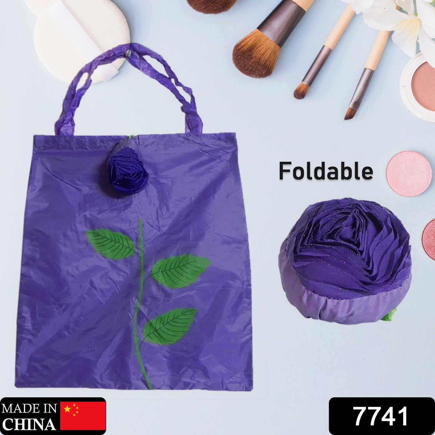 Foldable Bag Cute Rose Shape Cover Reusable bag Naylon Bag Nylon Shopping Carry Bags Large Reusable Foldable Bag, Eco Friendly Shopping, Folds to Pocket Size, Tote Grocery Shoulder Handbag Travel Bag (1Pc)