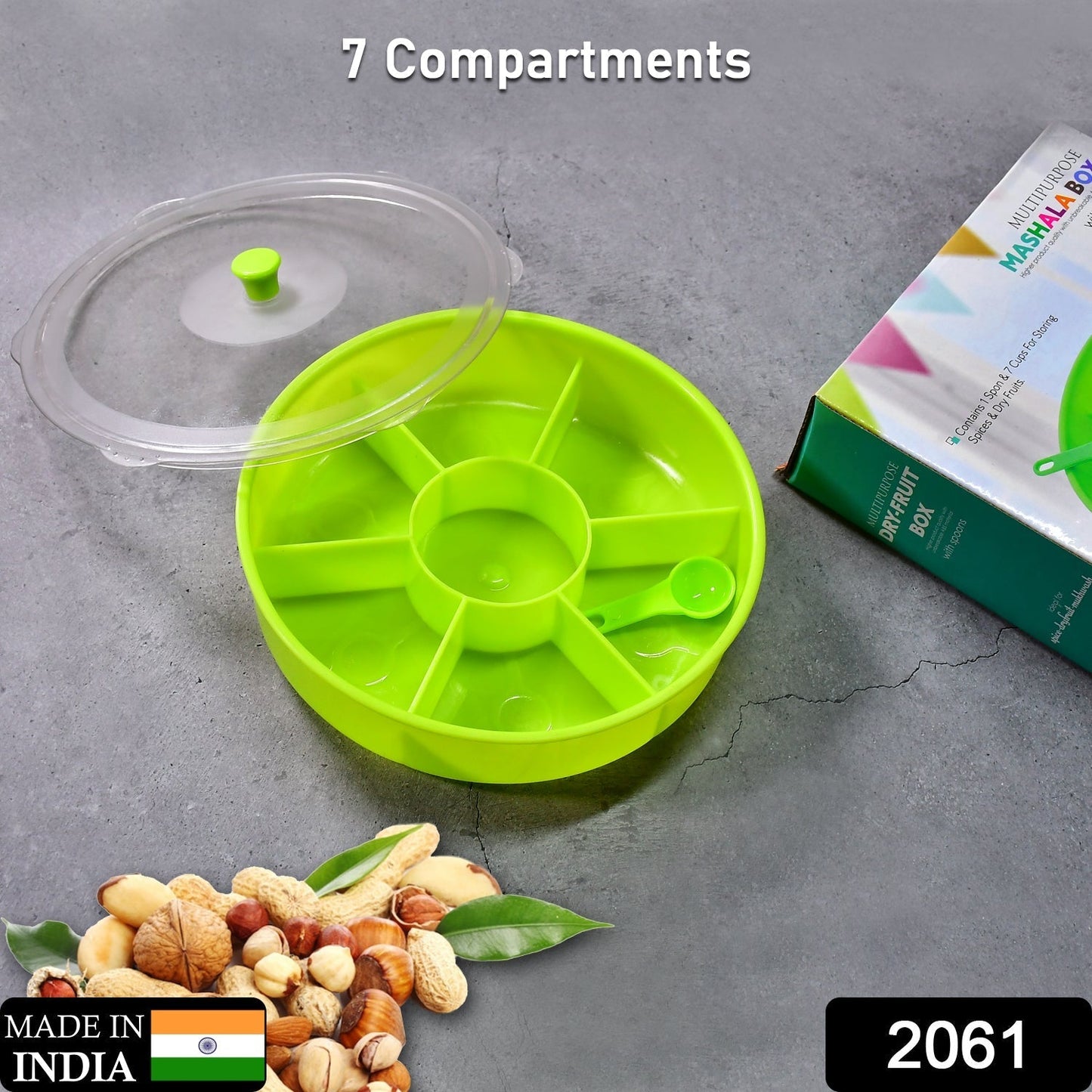 2061 Multipurpose Dry-fruit and masala box with single spoon. 