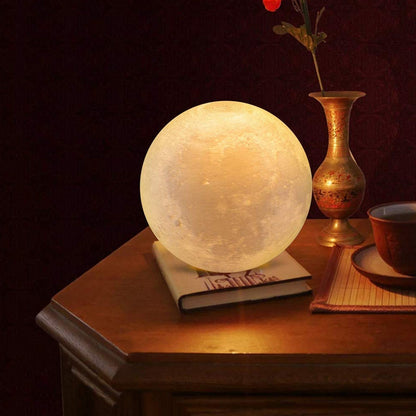 A Moon Lamp3D Printing LED Night Light Moon Light with Stand, Warm & Cool, USB Rechargeable for Kid Lover Birthday Day Gift