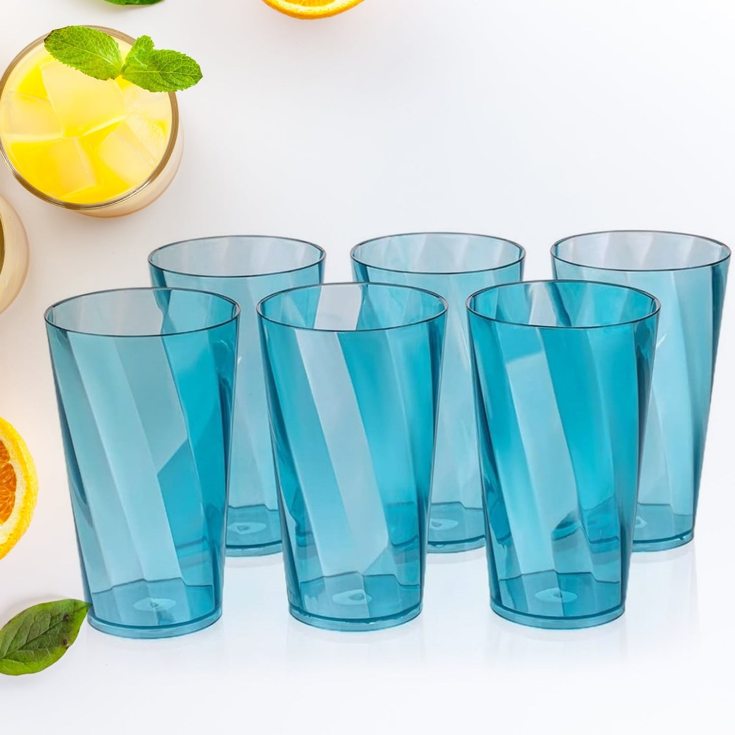 Premium Juice and Water Glasses Set of 6 Transparent, 300ml, Drinking Water Glasses Stylish & Crystal Round Highball Glasses for Water, Juice & Cocktails, Glass Set of 6 for Water