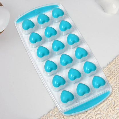 5352 Easy Push Premium POP-UP ice Tray, With Flexible Silicon Bottom and Lid, Heart Shape 18 Cube Trays 