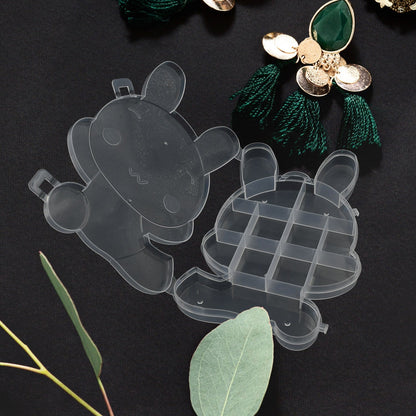 Transparent Cartoon Bear Clear Plastic Storage Box Jewelry Box Jewelry Organizer Holder Cabinets For Small objects (1 Pc Mix Color)