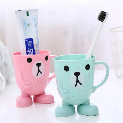 Toothbrush Holders Mouthwash Cup Milk Cup with Handle Breakfast Mug Drink Teeth Washing for Children's Stereo Base Household Brushing Cup