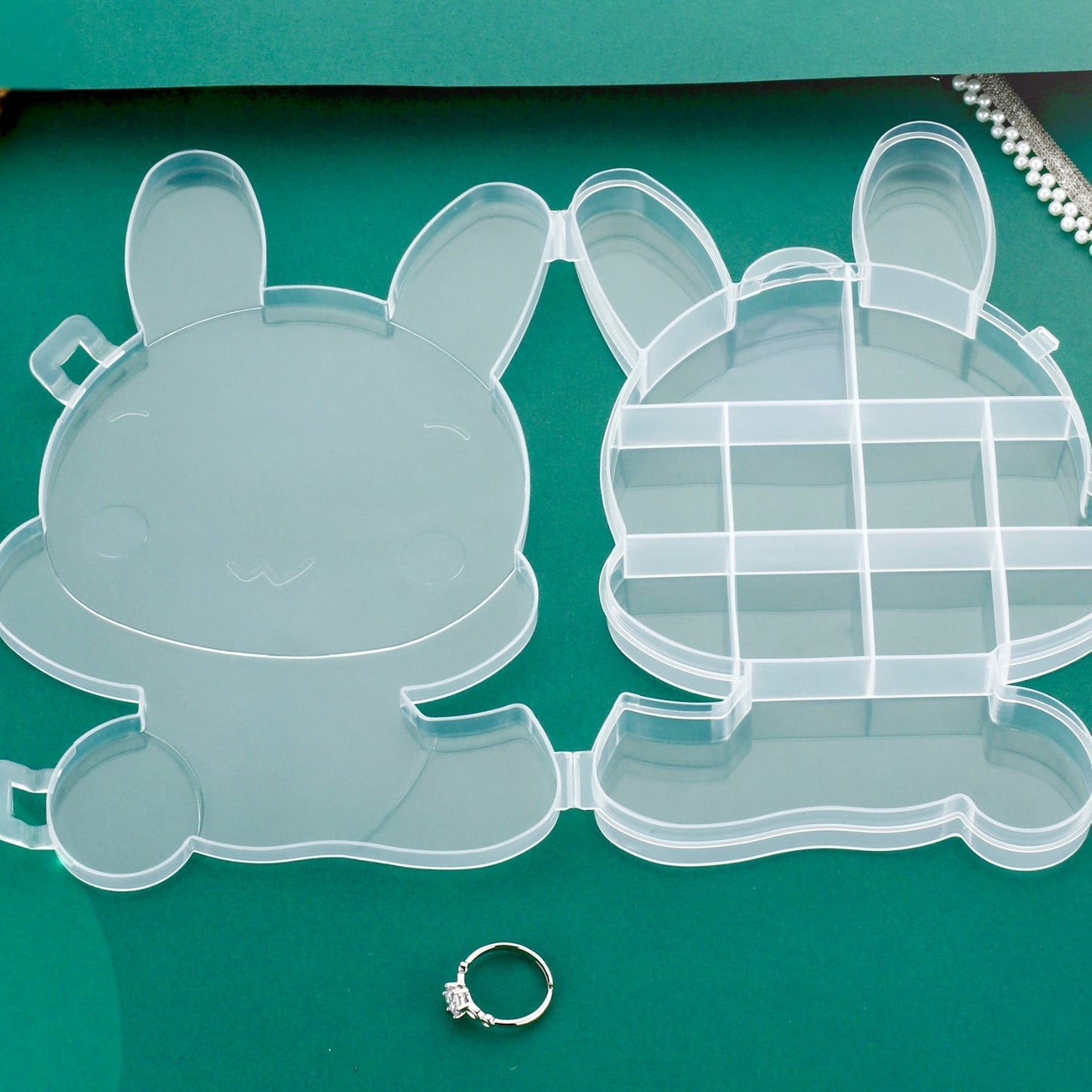 Transparent Cartoon Bear Clear Plastic Storage Box Jewelry Box Jewelry Organizer Holder Cabinets For Small objects (1 Pc Mix Color)