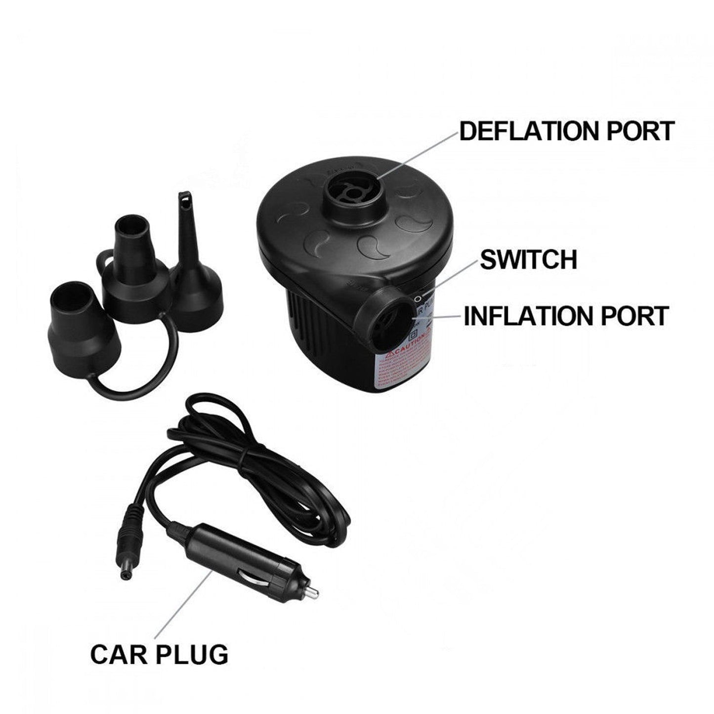 A Multi-Purpose Electric Air Pump Without Valve Adaptors for Quickly Inflates/Deflates Sofa, Bed, Swimming Pool Tubes, Toys, Air Bags