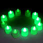 b GREEN FLAMELESS LED TEALIGHTS, SMOKELESS PLASTIC DECORATIVE CANDLES - LED TEA LIGHT CANDLE FOR HOME DECORATION (PACK OF 12)