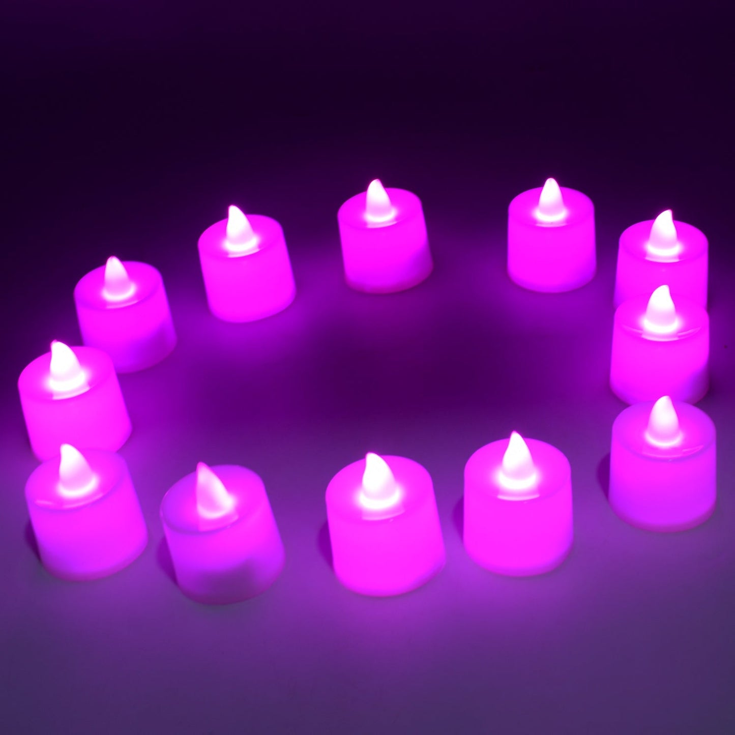 A Pink Flameless LED Tealights, Smokeless Plastic Decorative Candles - Led Tea Light Candle For Home Decoration (Pack Of 12pc) ( Diya , Divo , Diva , Deepak , Jyoti)