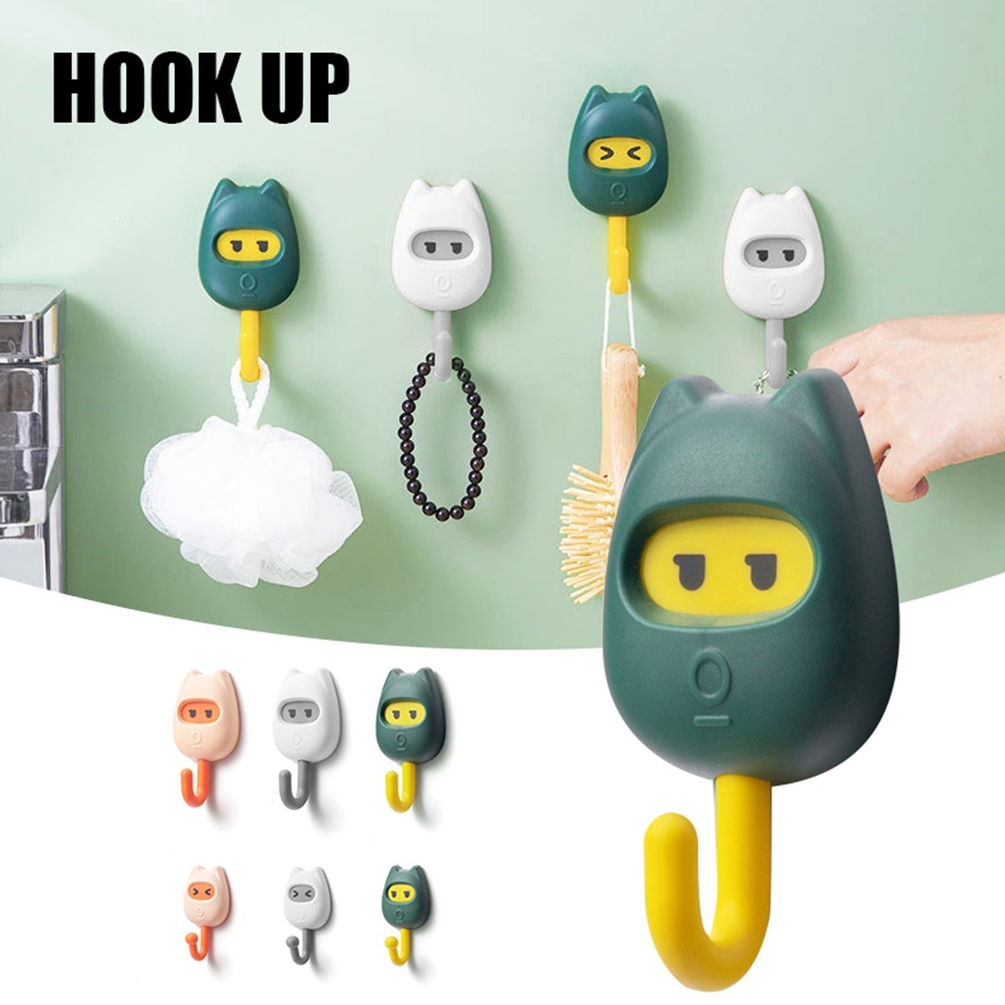 7468 Wall Hooks Home Decoration Hooks For All Types Wall Use Hook With Adhesive Sticker 