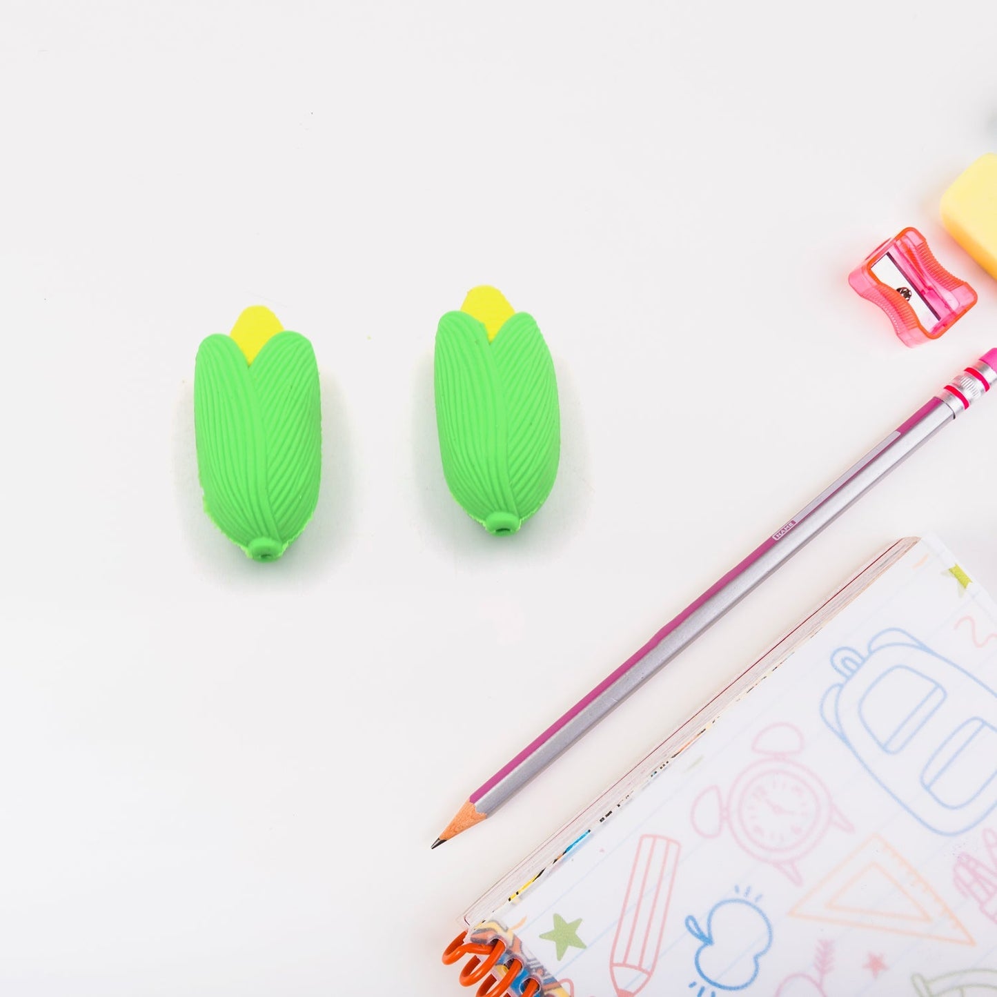 Corn Shape Eraser High Qulaity Eraser School Use Fancy Earser ( 2 Pc Set )