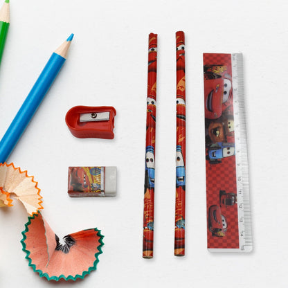 Cartoon Wooden Pencil Set for Kids Boys Return Gifts Birthday Party Space Stationary Set Pencil Eraser Sharpener Combo Kit for Kids Boys