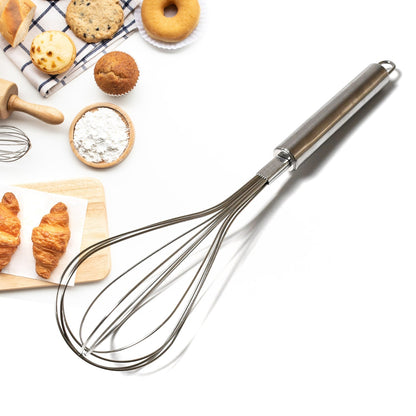 8183 Kitchen Whisk, Stainless Steel Kitchen Tool Non-Scratch Best Stainless Steel Whisk for Perfect Metal Hand Whisk for Cooking Soup Whisking Spatula Tool Is a Great Kitchen Accessory or Gift (1 Pc / 29cm)