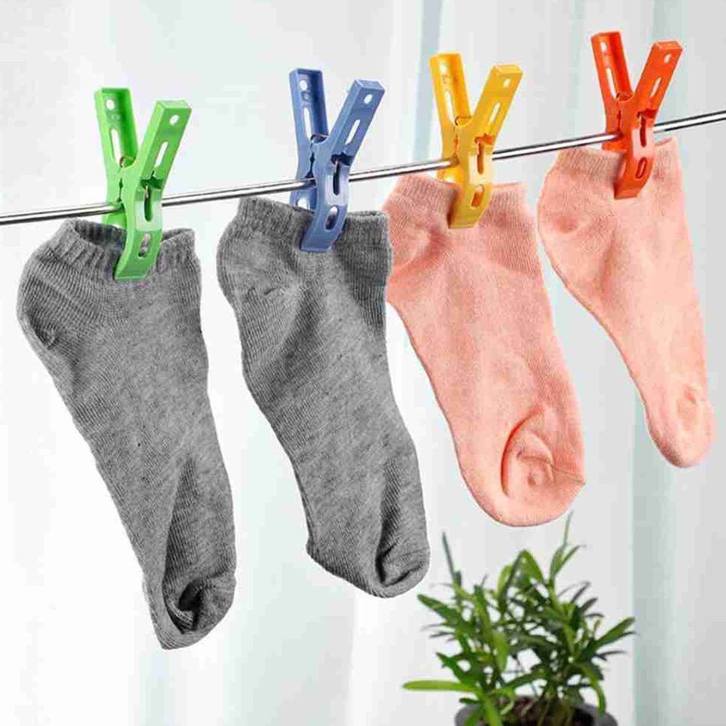 A  MULTIFUNCTION PLASTIC HEAVY QUALITY CLOTH HANGING CLIPS, PLASTIC LAUNDRY CLOTHES PINS SET OF 16PC