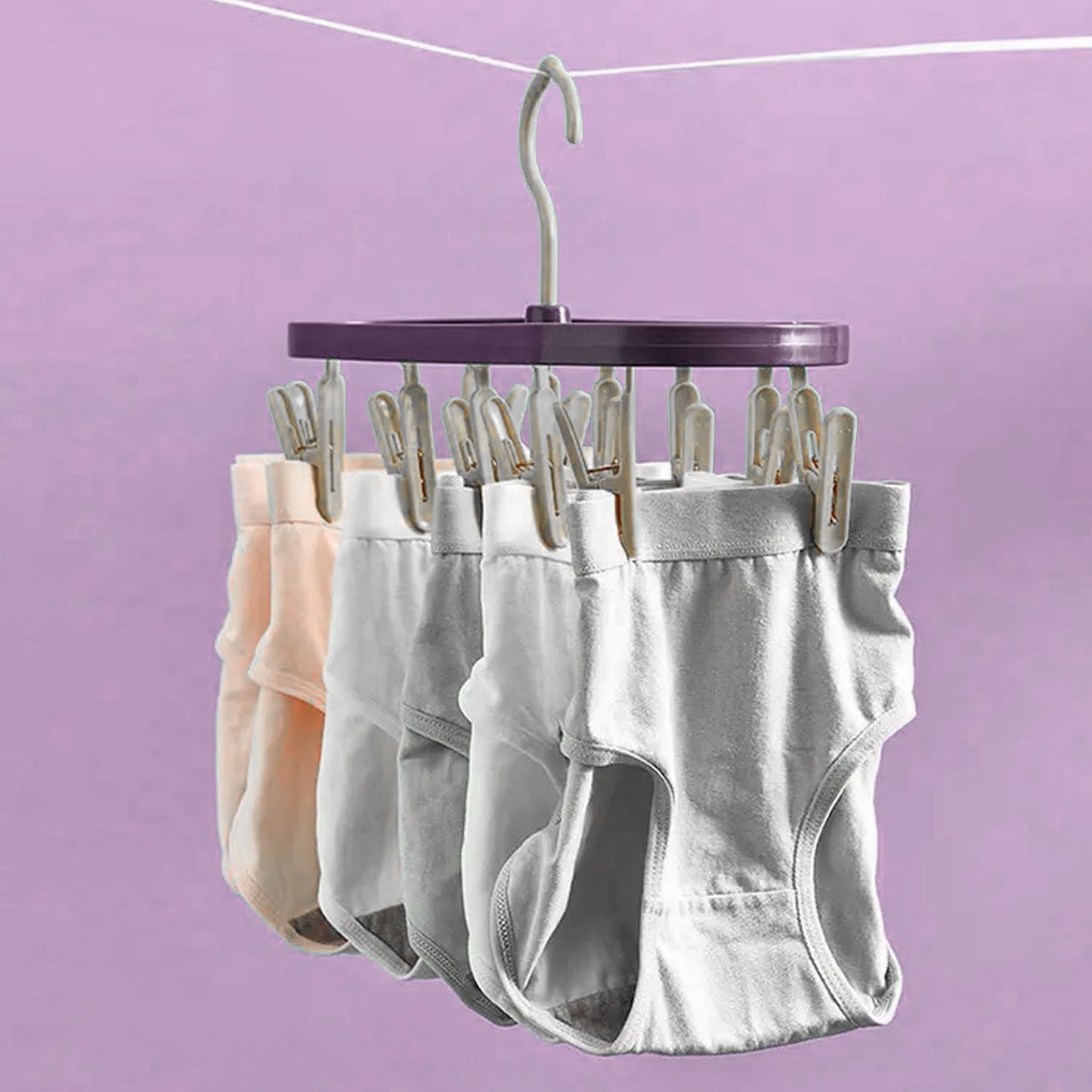 C  CLOTHESPIN RACK LAUNDRY DRYING RACK, CLOTHES HANGERS WITH 8 CLIPS, CLIP HANGER DRIP HANGER FOR DRYING UNDERWEAR, BABY CLOTHES, SOCKS, BRAS, TOWEL, CLOTH DIAPERS, GLOVE