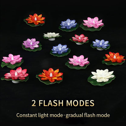 a WATER FLOATING SMOKELESS CANDLES & LOTUS FLOWERS SENSOR LED TEALIGHT FOR OUTDOOR AND INDOOR DECORATION - PACK OF 2 CANDLE CANDLE (PACK OF 2)