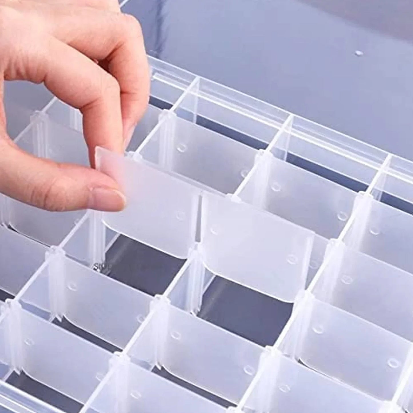 a 36 Grids Clear Plastic Organizer Jewelry Storage Box with Adjustable Dividers, Transparent Organizer Box (1pc)