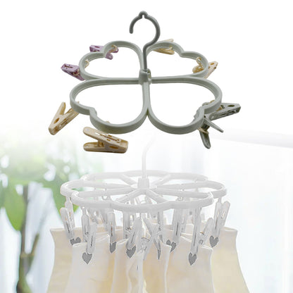 B Heart Shape Clothe spin Rack Laundry Drying Rack, Clothes Hangers with 8 Clips, Clip Hanger Drip Hanger for Drying Underwear, Baby Clothes, Socks, Bras, Towel, Cloth Diapers, Gloves