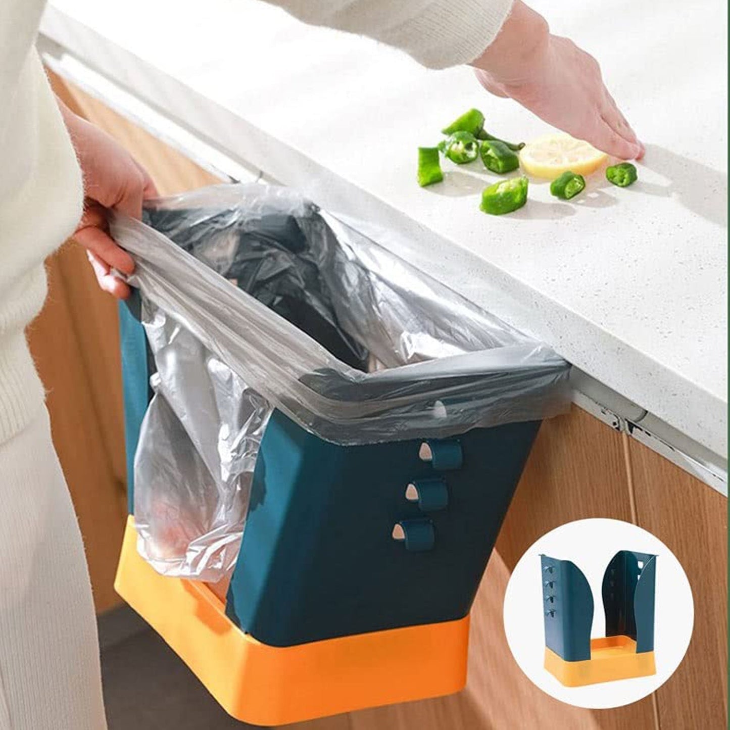 Waste Bin, Trash Can, Waste Container, Expandable Trash Can, Plastic Trash Can, Plastic Garbage Can Expandable Trash Bag Holder Large Capacity for Kitchen Bathroom, Living Room Bedroom Outdoor (1 Pc)