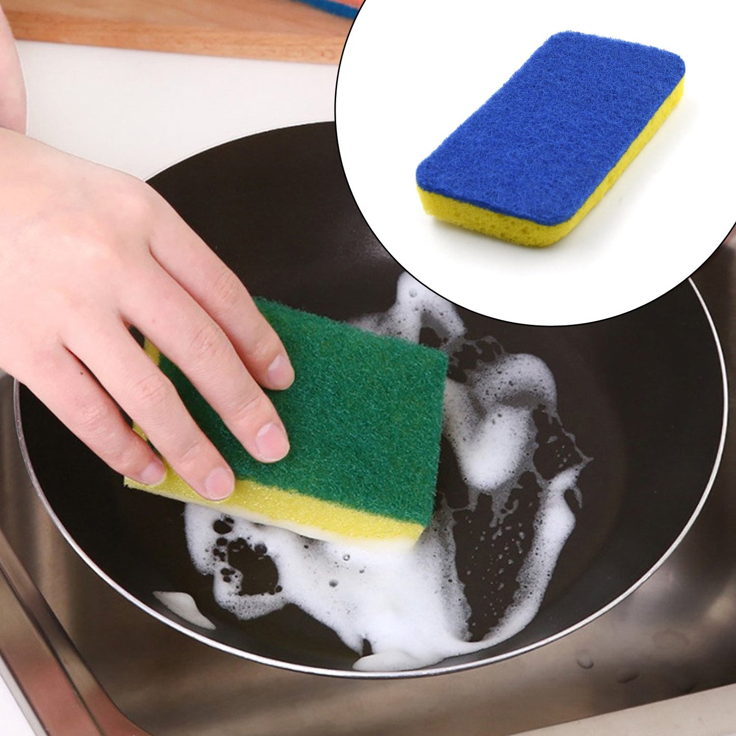 Multi-Purpose Small, Medium & Big 2 In 1 Color Scratch Scrub Sponges, Sponge, Wear Resistance, Dish Washing Tool, High Friction Resistance Furniture for Refrigerator Sofa for Kitchen, Household (1 Pc)