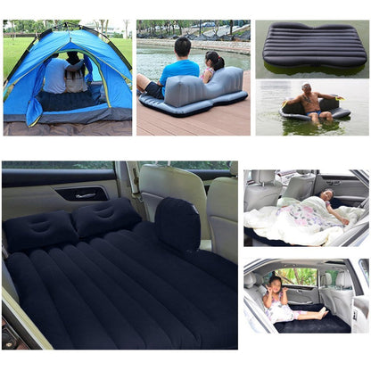 Car Inflatable Bed with 2 Pillows &  Air Pump (Portable) For Travel, Camping, Vacation | Polyester Inflatable Travel Car Bed Air Sofa with Two Inflatable Pillow and Air Pump for Car Back Seat, Air Pump Random Colour