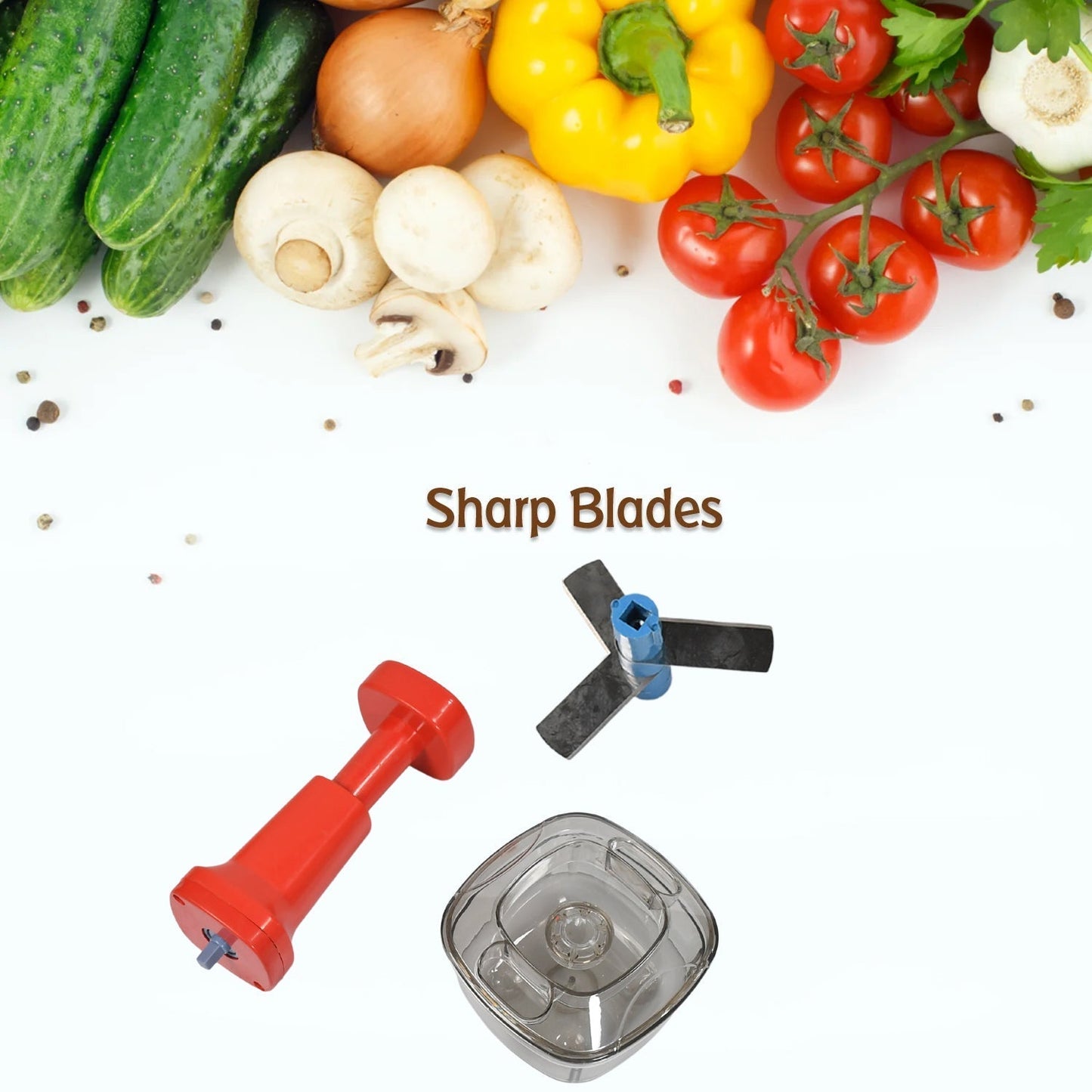 5351 Manual Food Push Chopper And Hand Push Vegetable Chopper, Cutting Chopper For Kitchen With 3 Stainless Steel Blade ( B Grade Chopper ) 