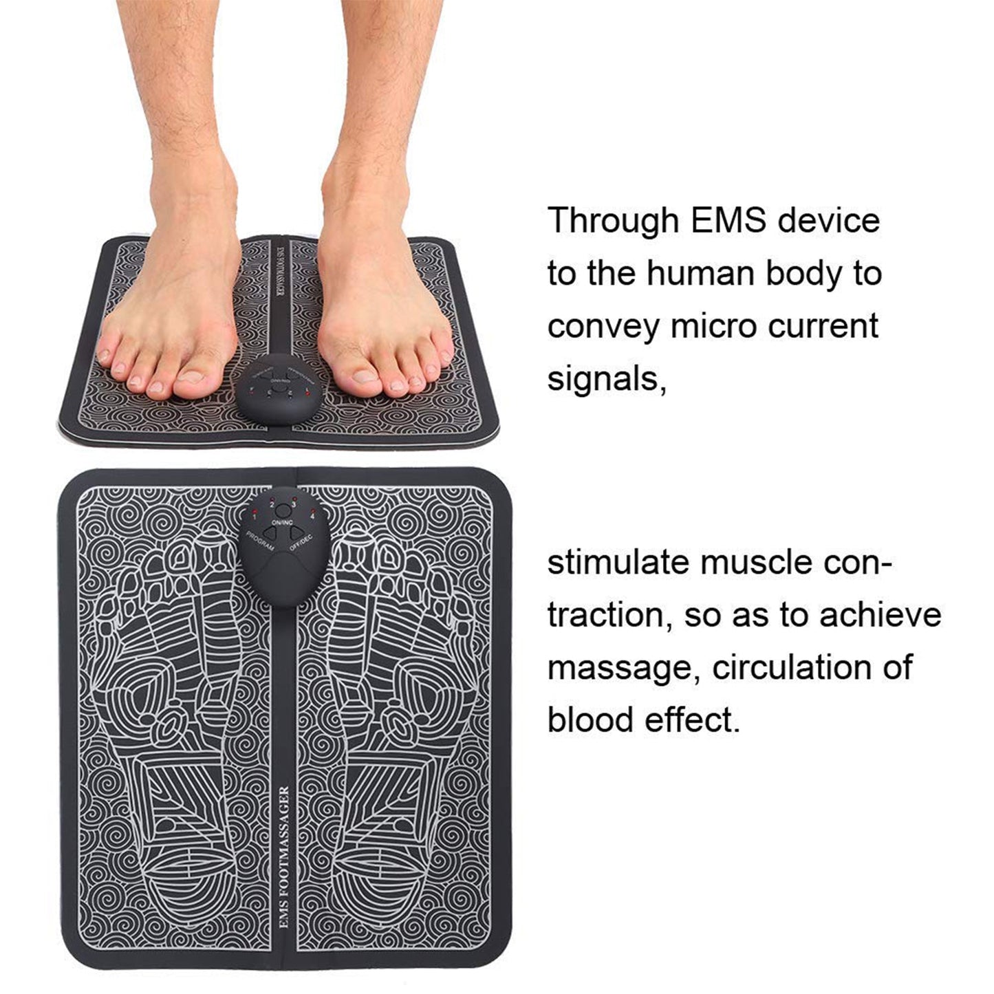 EMS Foot Massager, Electric Feet Massager, Deep Kneading Circulation Foot Booster for Feet and Legs Muscle Stimulator, Folding Portable Electric Massage Machine (Mix Design)