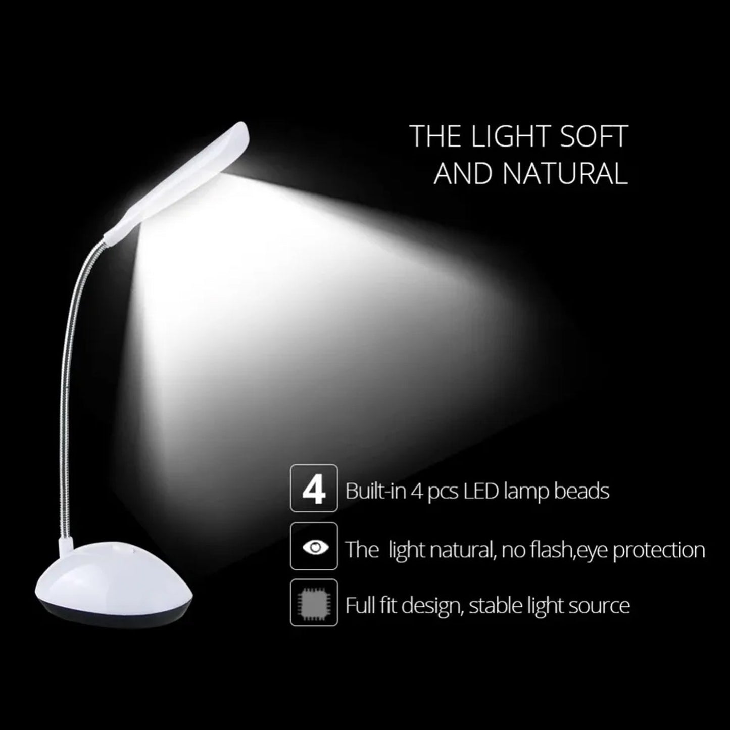 A Fashion Wind LED Desk Light, LED Lamps Button Control, Portable Flexible Neck Eye-Caring Table Reading Lights for Reading / Relaxation / Bedtime