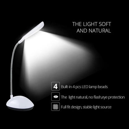 A Fashion Wind LED Desk Light, LED Lamps Button Control, Portable Flexible Neck Eye-Caring Table Reading Lights for Reading / Relaxation / Bedtime