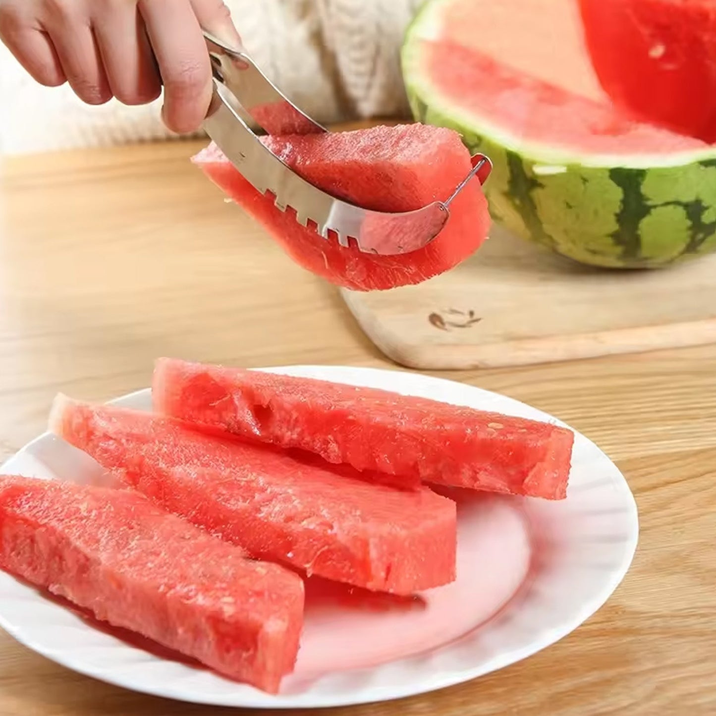 10053 3in1 Stainless Steel Watermelon Cantaloupe Slicer Knife, Corer Fruit, Vegetable Tools Kitchen (1 Pc)