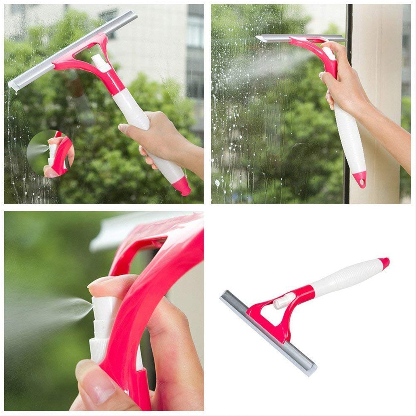 Home Practical Washing brush Magic Spray type cleaning brush with Spray Bottle, glass wiper window clean shave glass sponge car window cleaning (1 Pc)