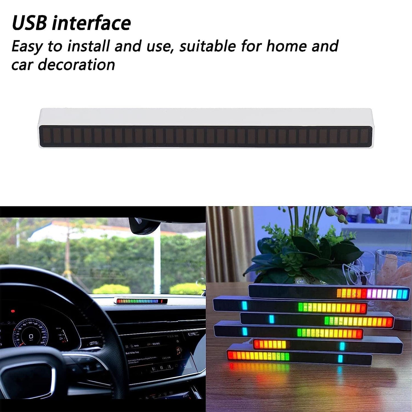 12724 Rhythm Lights, AGC Automatic Gain Control 32 Colorful RGB Light Adjustable Pickup Rhythm Lights, RGB LED Voice-Activated Rhythm Light Car Home Sound Control Ambient Light (1 Pc)