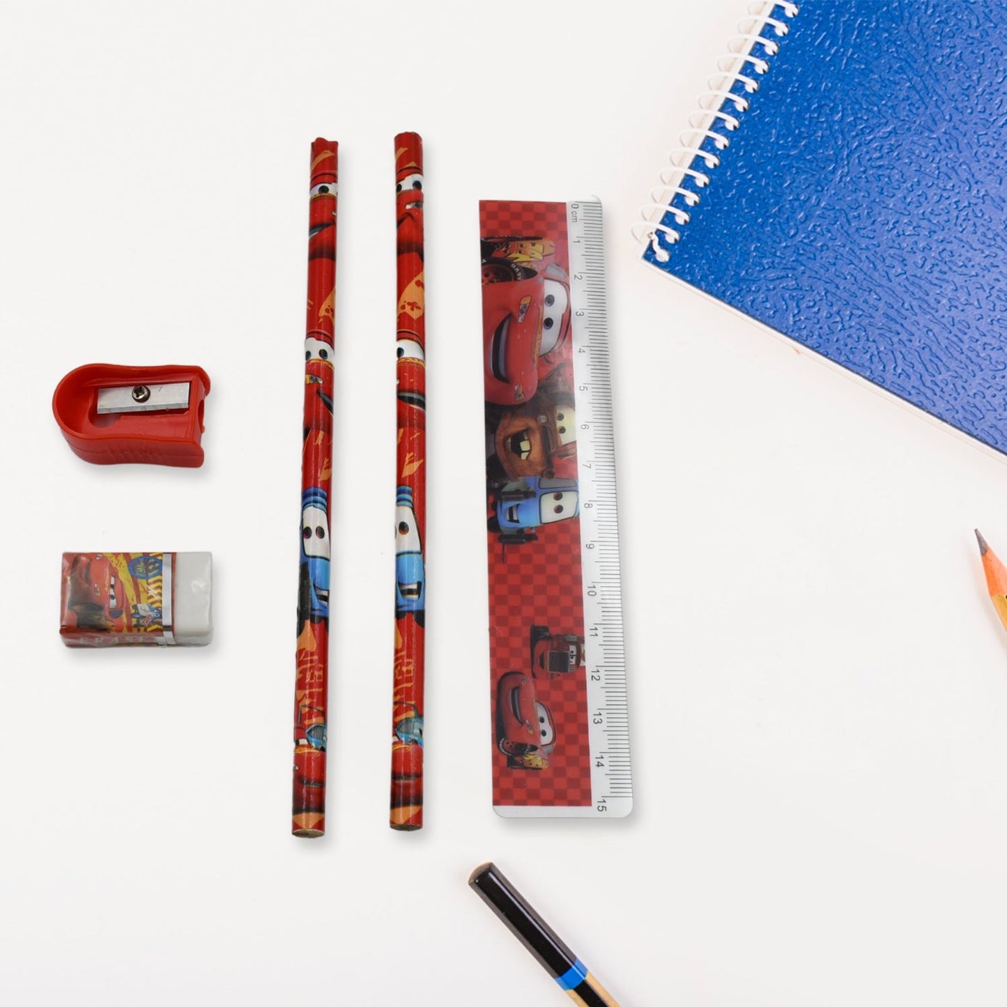 Cartoon Wooden Pencil Set for Kids Boys Return Gifts Birthday Party Space Stationary Set Pencil Eraser Sharpener Combo Kit for Kids Boys