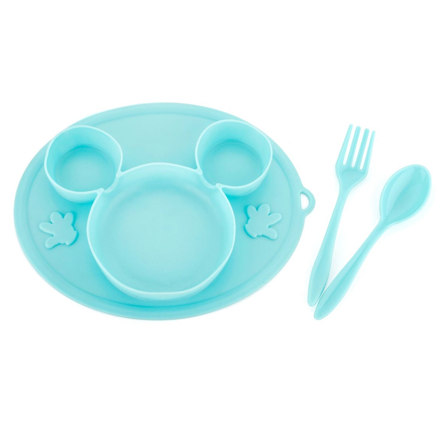 Silicon Micky Plate And 1 Spoon & 1 Fork Card Packing ( 1 Pc Product)