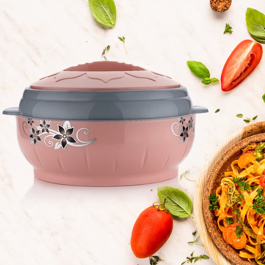 High Quality Steel Casserole Box for Food Searving Inner Steel Insulated Casserole Hot Pot Flowers Printed Chapati Box for Roti Kitchen (Approx 4500 ml)