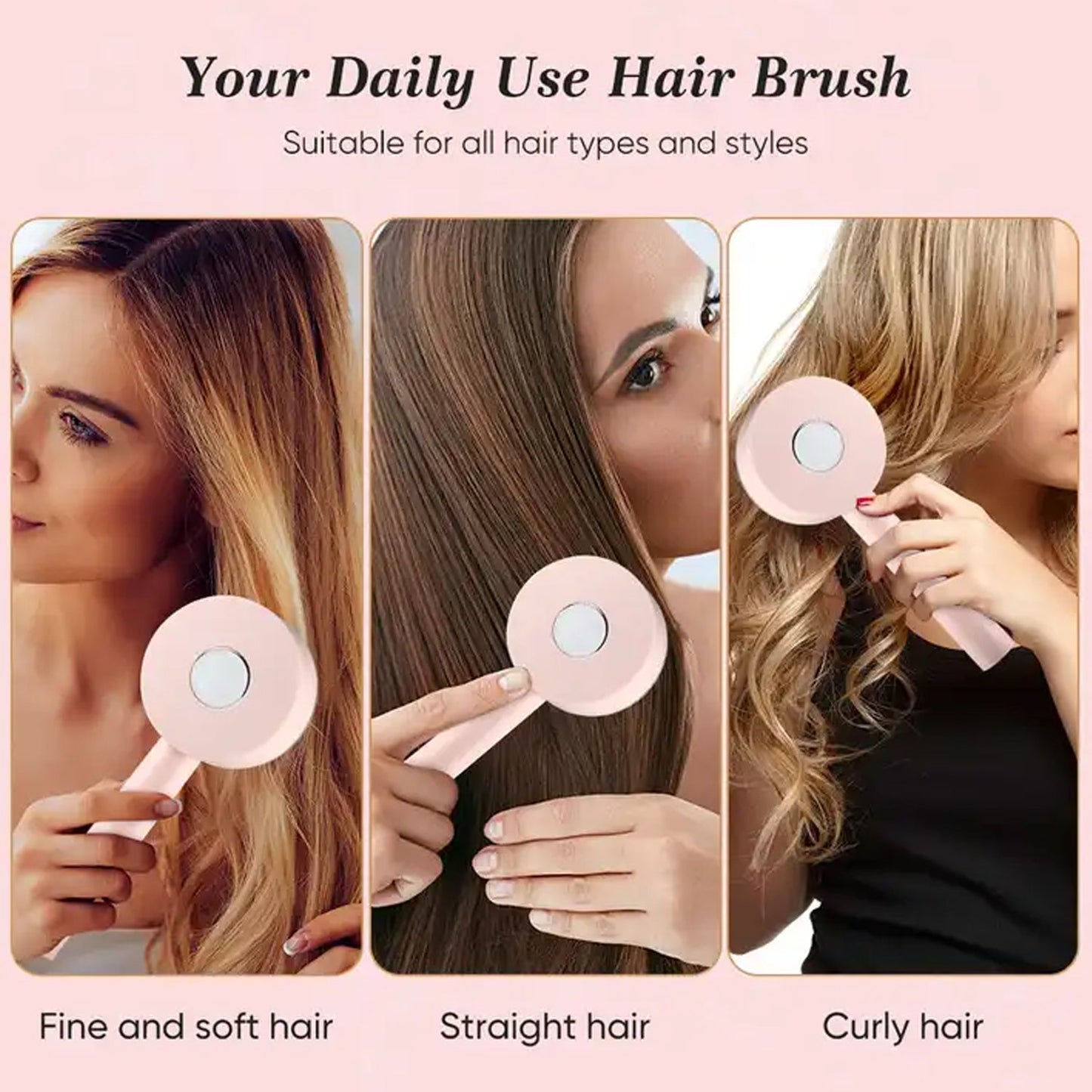 ﻿ Air Cushion Massage Brush, Airbag Massage Comb with Long Handle, Self-Cleaning Hair Brush, Detangling Anti-Static for All Hair