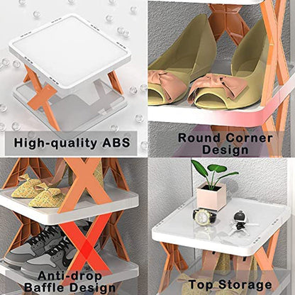 A  6 LAYER SHOE RACK DESIGN LIGHTWEIGHT ADJUSTABLE PLASTIC FOLDABLE SHOE CABINET STORAGE PORTABLE FOLDING SPACE SAVING SHOE ORGANIZER HOME AND OFFICE