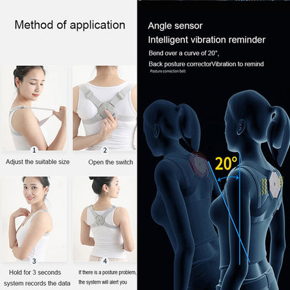 Smart Back Posture Corrector, Shoulder and Back Posture Band Posture Reminder with Smart Vibration Sensor Reminder for Kids Men and Women